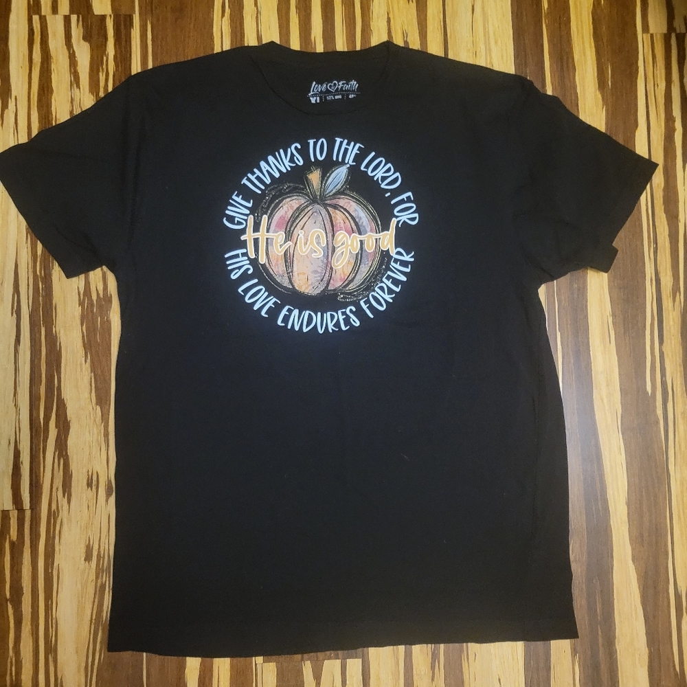 Love In Faith Black Men's T-Shirt with Inspirational Message Size XL